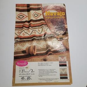Wonderart 3008 Vintage Crochet Navajo Pattern‎ 45x65" Afghan Vintage Aztec Craft